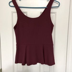 Express burgendy peplum tank top